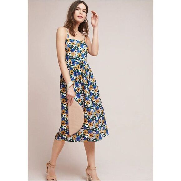 Anthropologie | Corey Lynn Calter Danica Smocked Dress, Midi length, size small - Picture 1 of 16